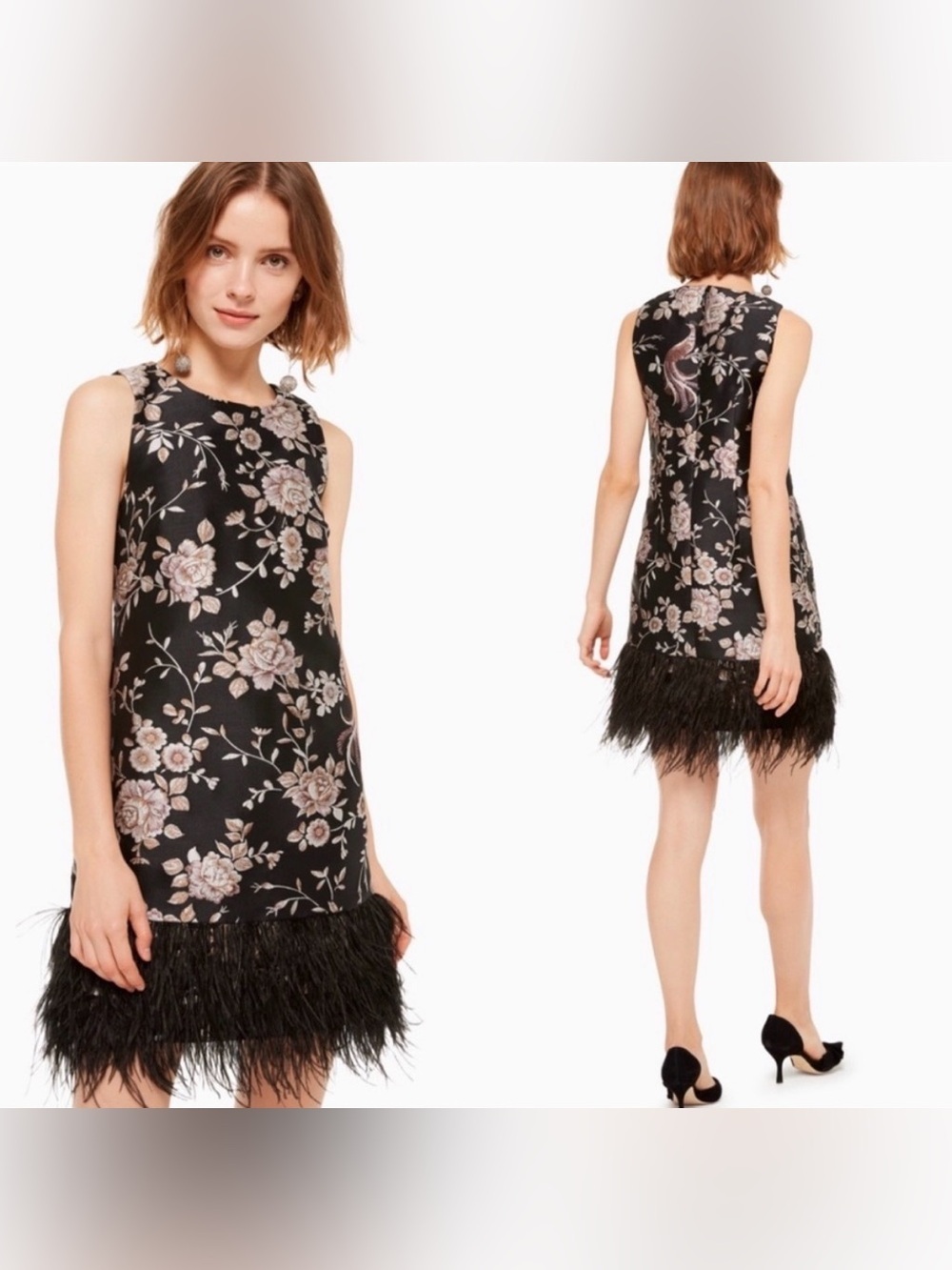 NWOT Kate Spade Madison Avenue Pamella Chinoiserie Feather Hem Shift Dress 14